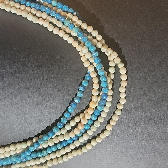 Ivory & Blue Green Stone Necklace - Picture 2 of 4